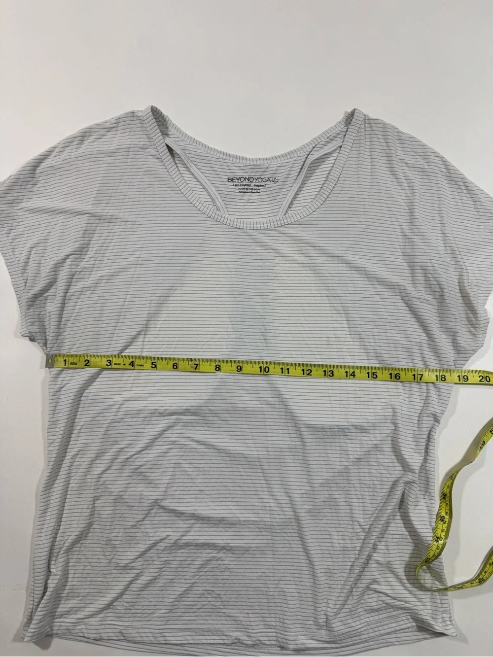 Beyond Yoga Drape Cutout Back Shirt Grey Stripe